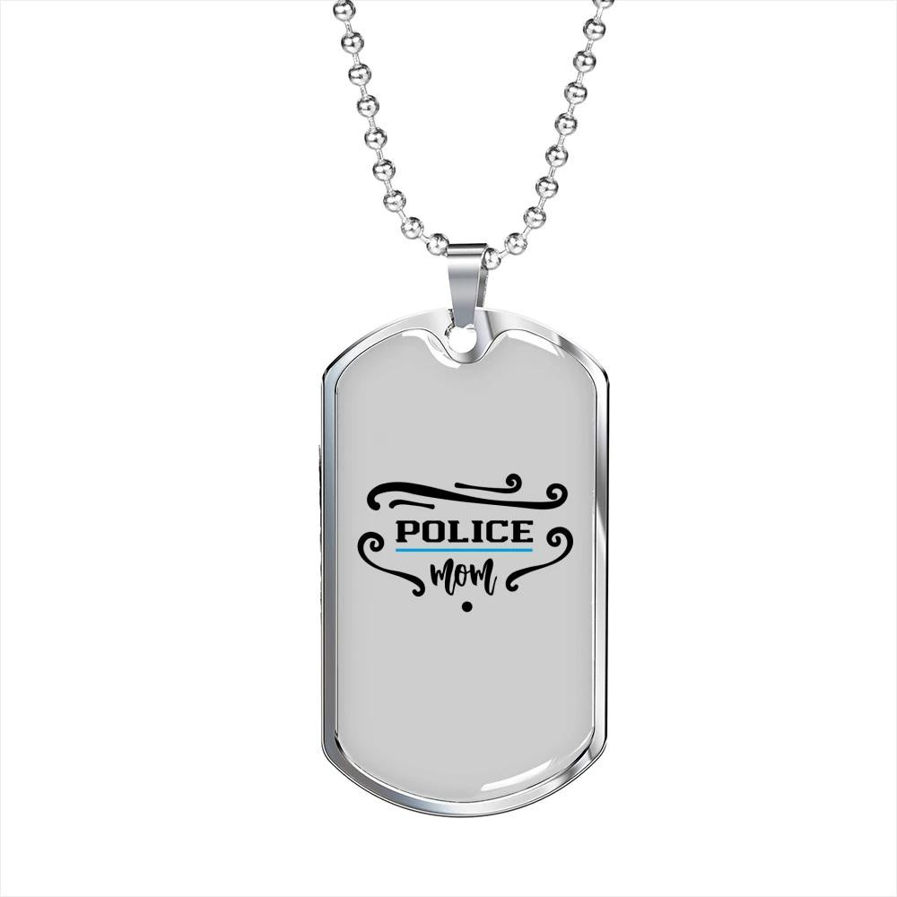 Dog Tag Necklace Gift For Mom Police Mom White Theme Design