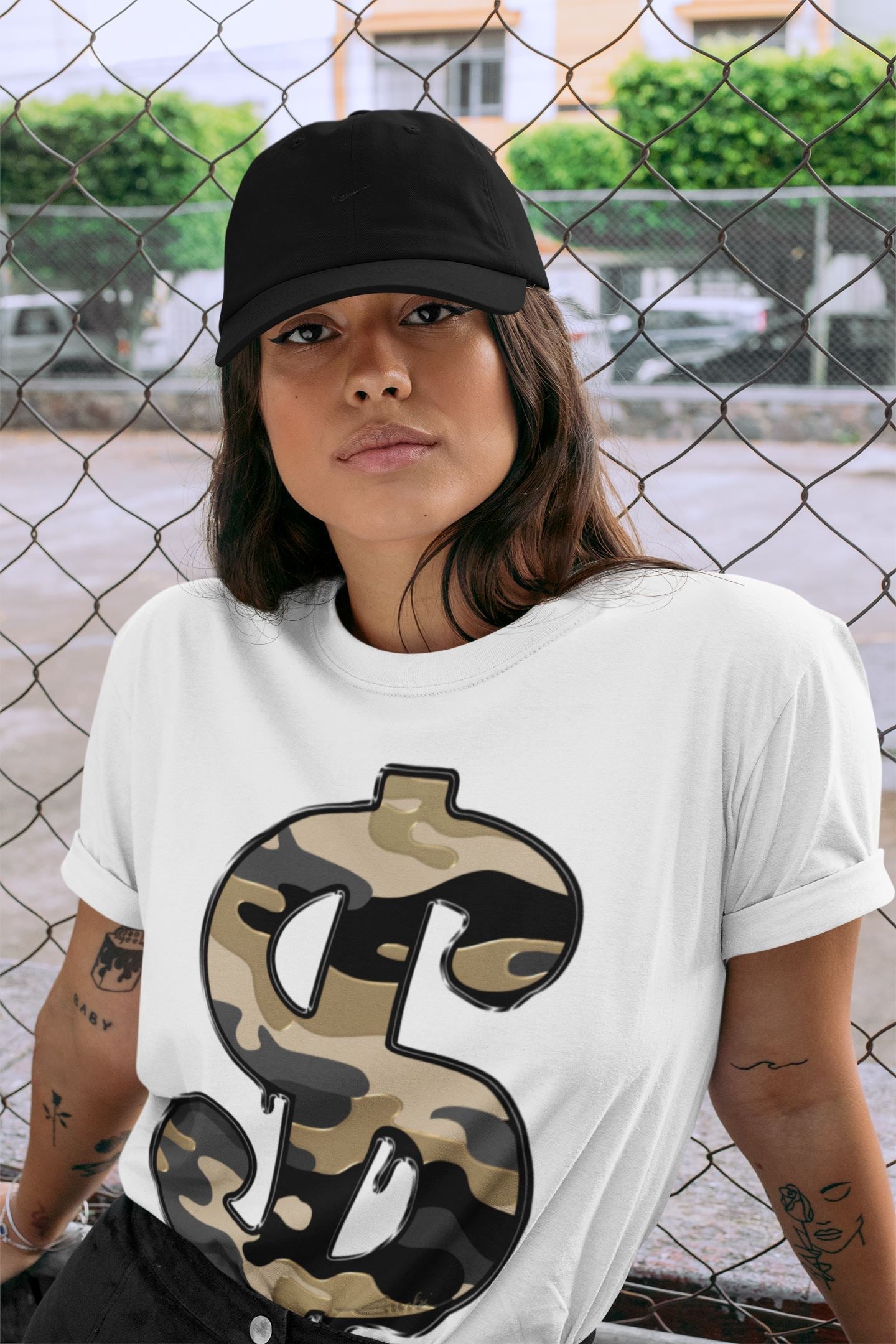 Dollar Camo Unisex Sweater – Air Jordan 1 Black Metallic Gold, Sneakers Matching Sweater