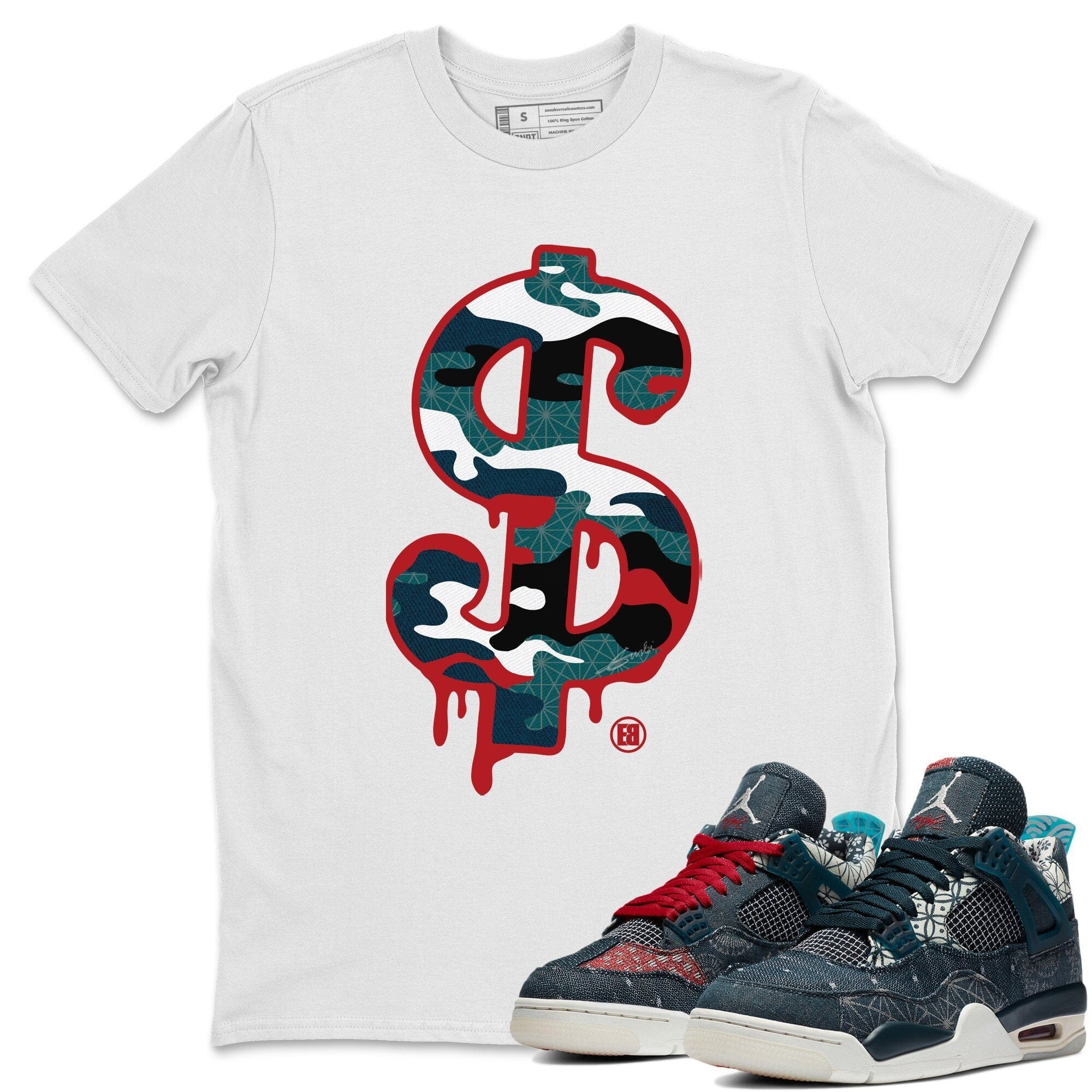 Dollar Camo Unisex Sweater – Air Jordan 4 Deep Ocean, Sneakers Matching Sweater