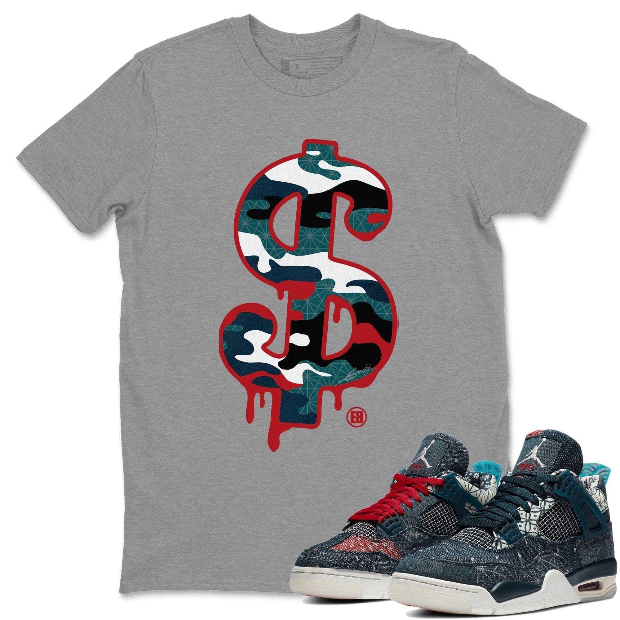 Dollar Camo Unisex Sweater – Air Jordan 4 Deep Ocean, Sneakers Matching Sweater