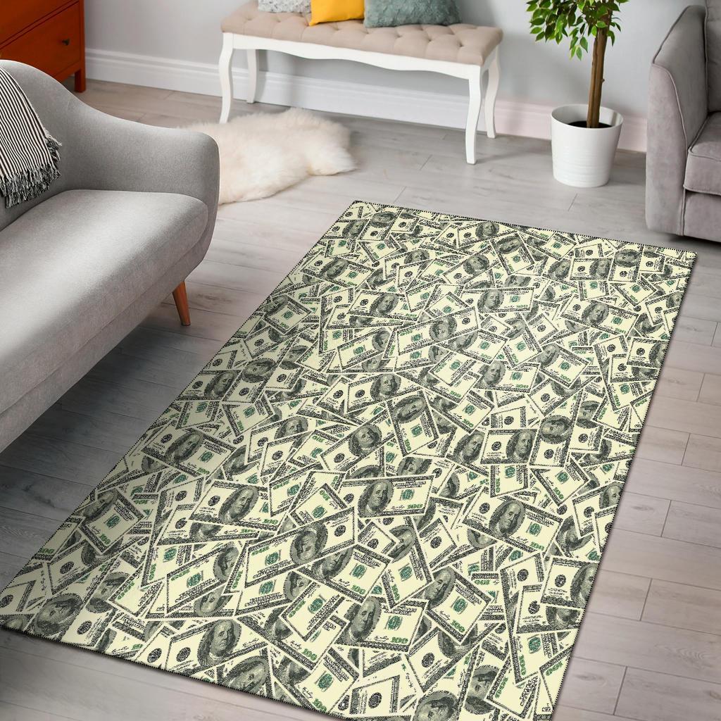 Dollar Money Pattern Print Area Limited Edition Rectangle Rug
