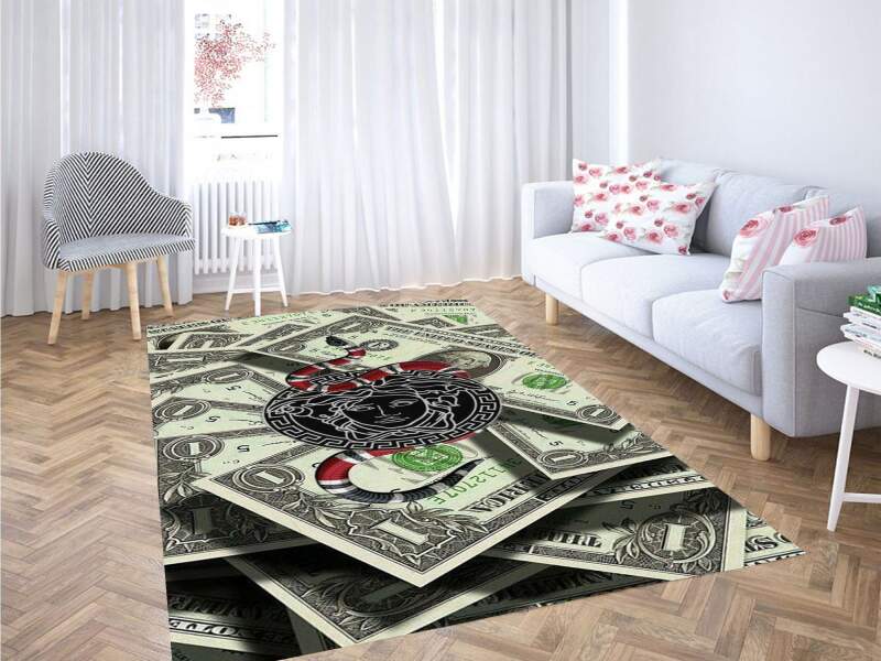 Dollar Wallpaper Carpet Rectangle Rug