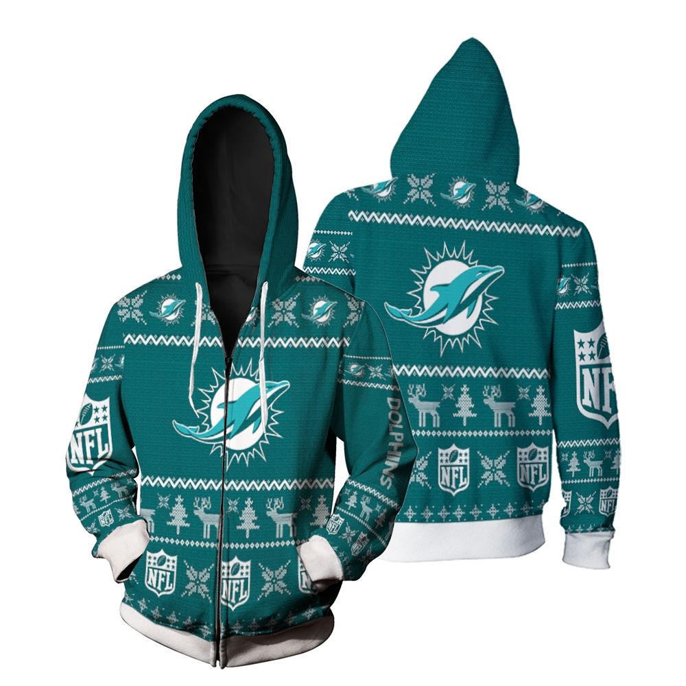 Dolphins Christmas 3D Zip Hoodie