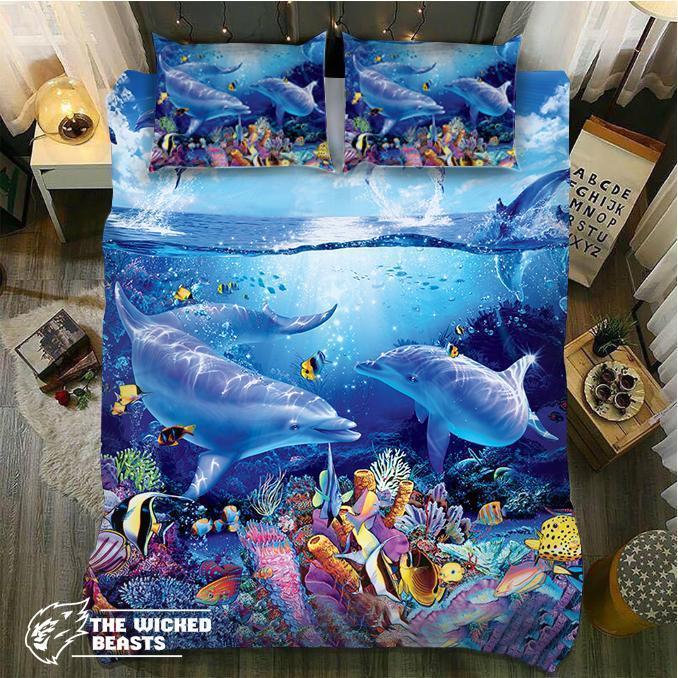 Dolphins Deepea 3D Customized Duvet Cover Bedding Set