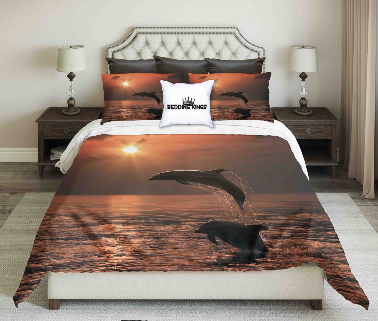 Dolphins Jumping Out Of Water Kings 3D Customized Duvet Cover Bedding Set