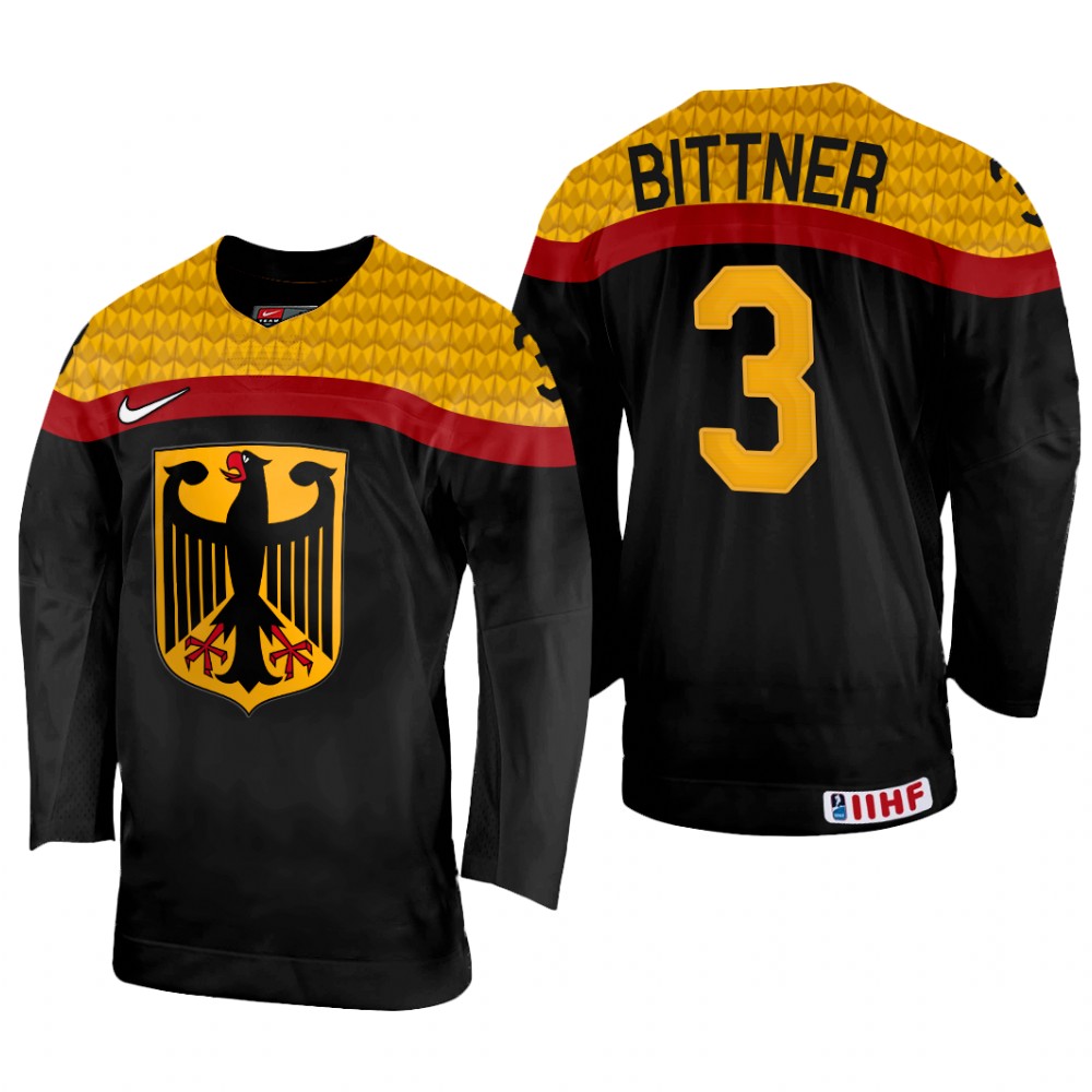 Dominik Bittner Germany Black Away Jersey 2022 IIHF World Championship