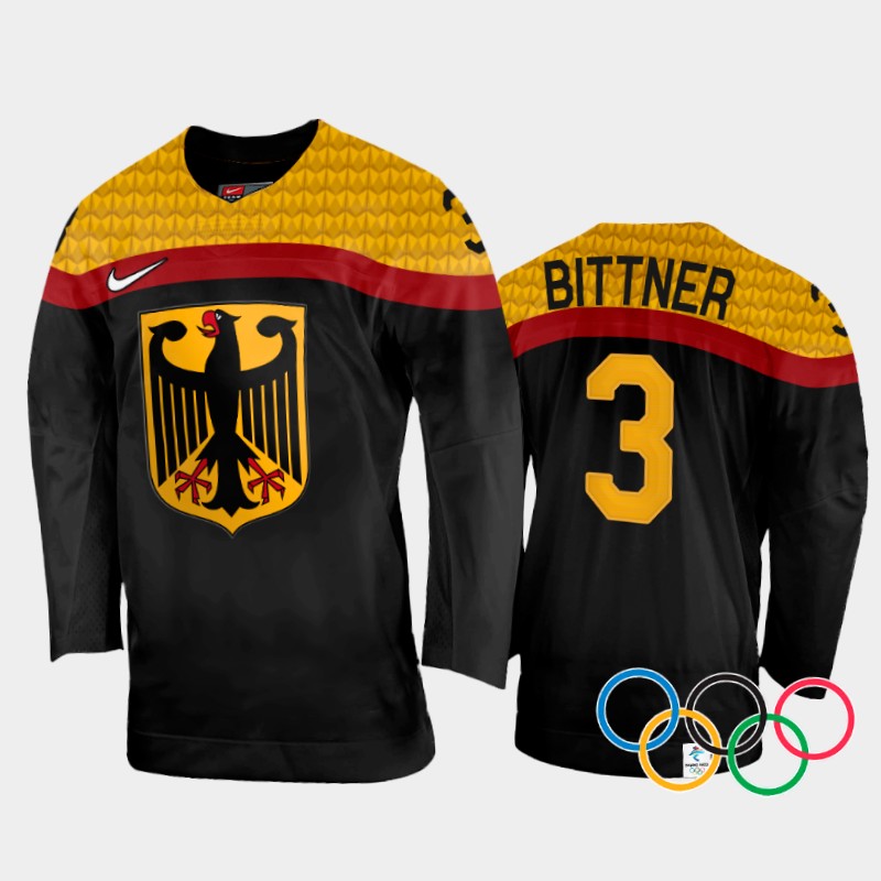 Dominik Bittner Germany Black Away Jersey 2022 Winter Olympics