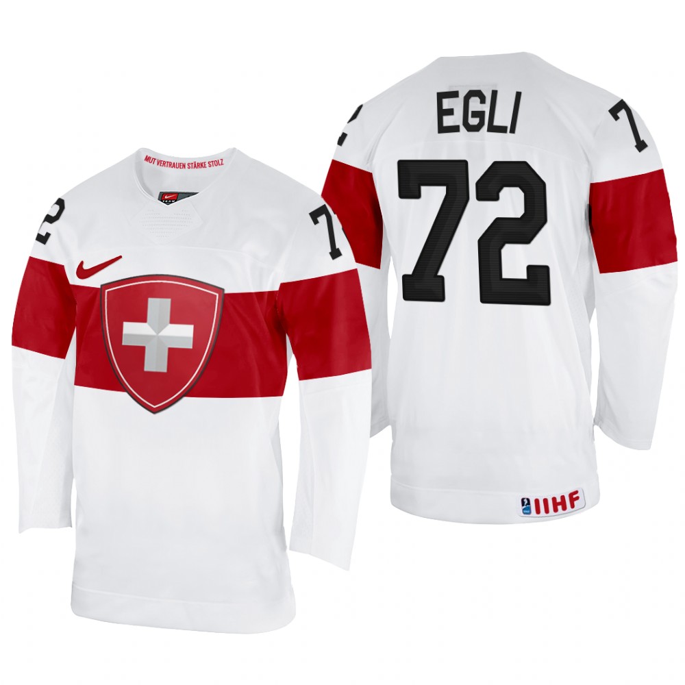 Dominik Egli Switzerland White Home Jersey 2022 IIHF World Championship