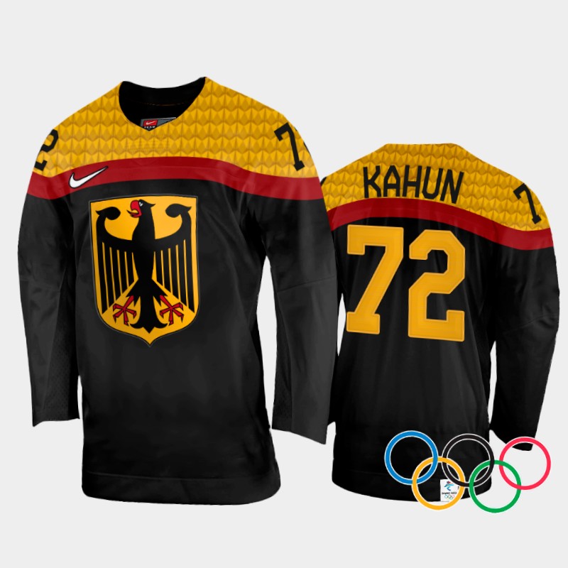 Dominik Kahun Germany Black Away Jersey 2022 Winter Olympics