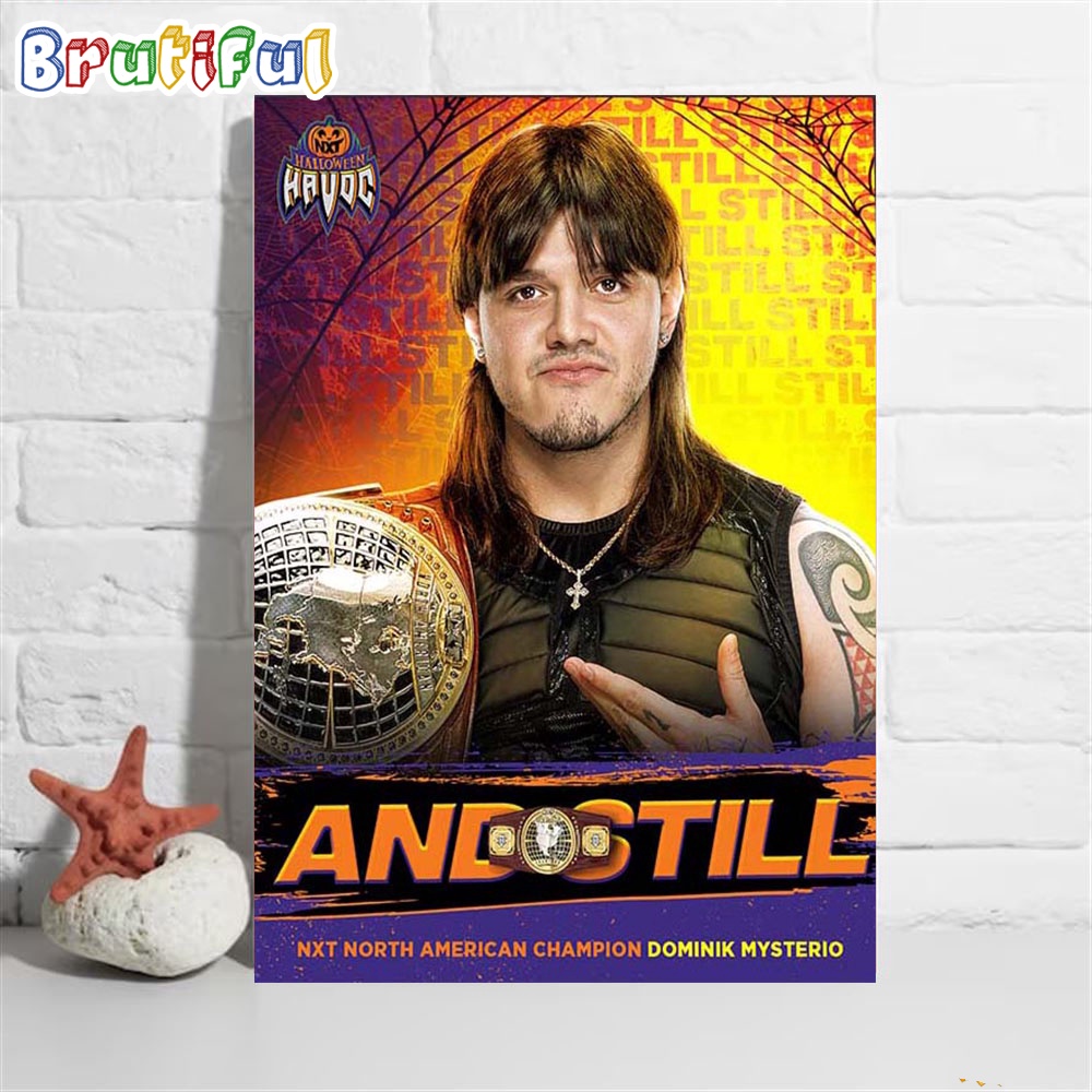 Dominik Mysterio And Still WWE NXT North American Champion At WWE Halloween Havoc Wall Art Poster Canvas