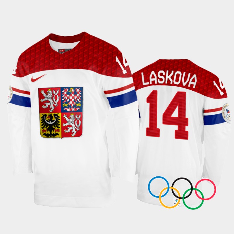 Dominika Laskova Czech Republic Women's White Home Jersey 2022 Winter Olympics