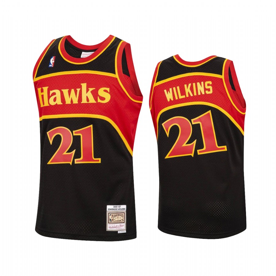 Dominique Wilkins #21 Atlanta Hawks Black Reload Jersey