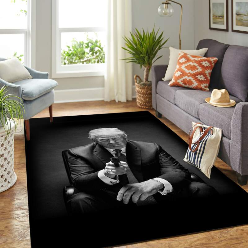 Donal Trump With Gun Carpet Floor Area Rectangle Rug