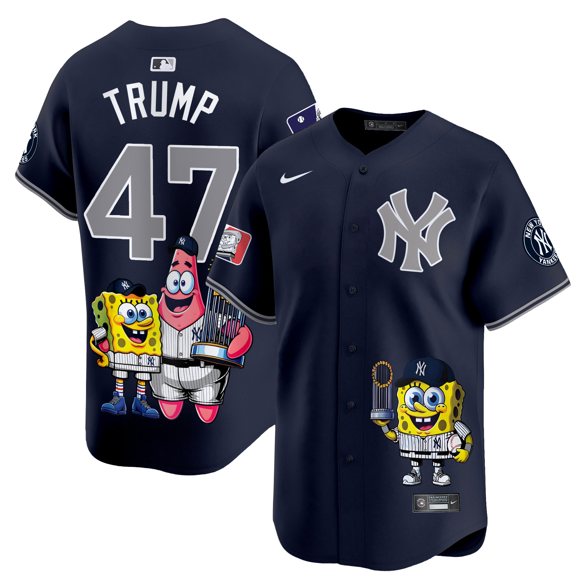Donald TrumpUnisex New York Yankees SpongeBob SquarePants Vapor Premier Limited Alternate Jersey - Printed