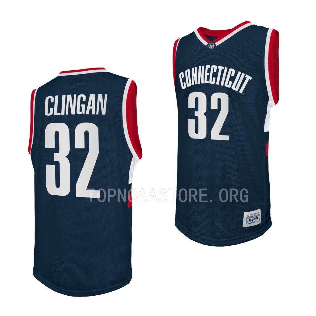 Donovan Clingan UConn Huskies #32 Navy Retro Jersey 2022-23