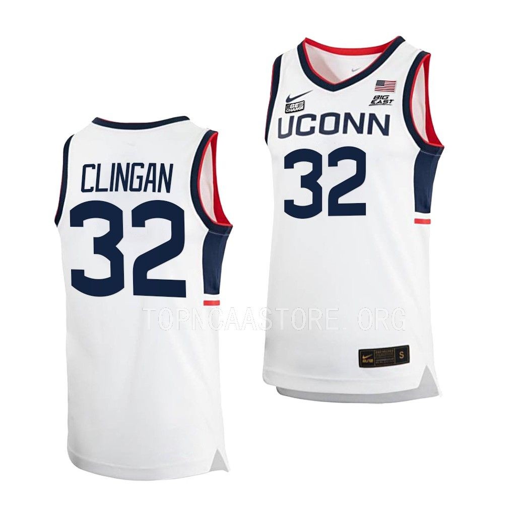 Donovan Clingan UConn Huskies #32 White Home Jersey 2022-23