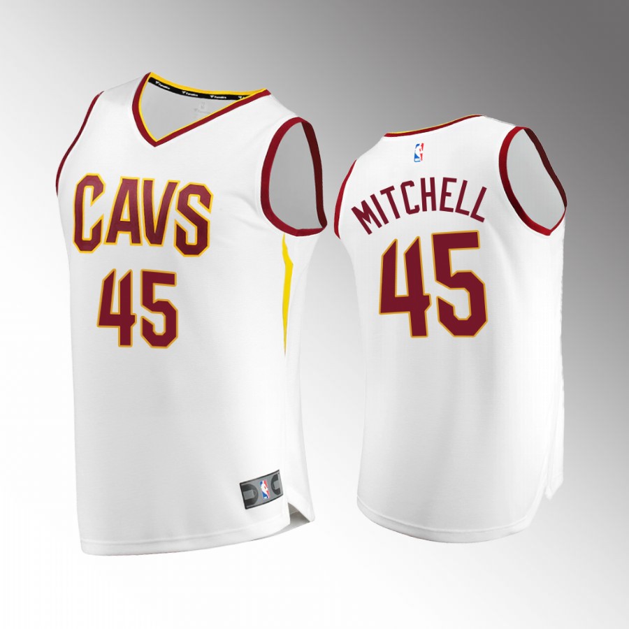 Donovan Mitchell Cavaliers #45 White Jersey Fast Break 2022-23 Association Edition