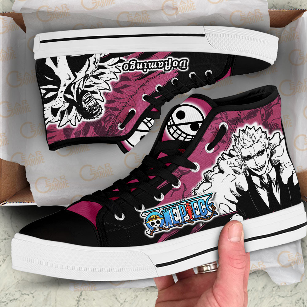 Donquixote Doflamingo High Top Shoes One Piece Custom Anime Sneakers Mix Manga