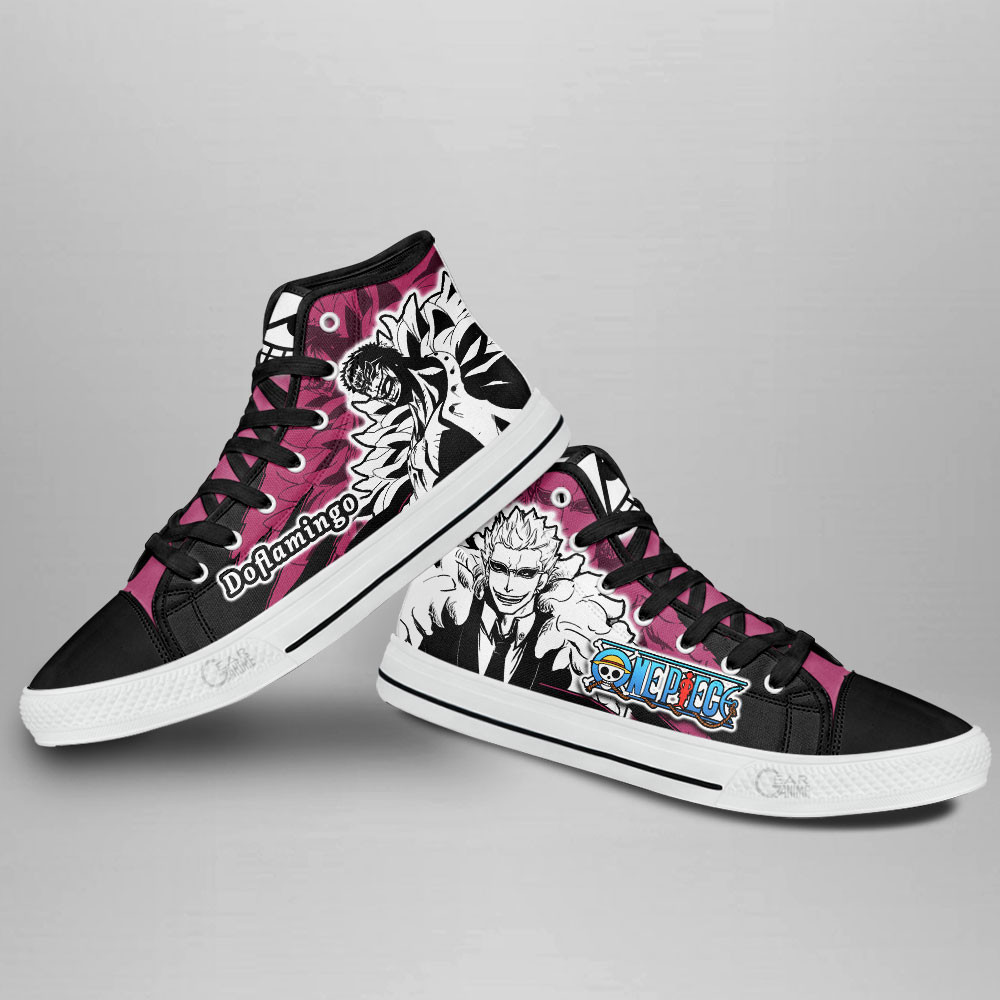 Donquixote Doflamingo High Top Shoes One Piece Custom Anime Sneakers Mix Manga