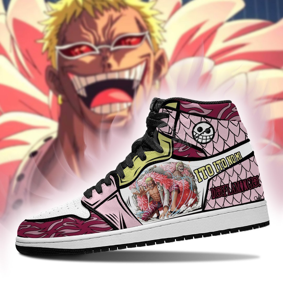 Donquixote Doflamingo JD1s Sneakers Anime One Piece Shoes, Air Jordan Hightop