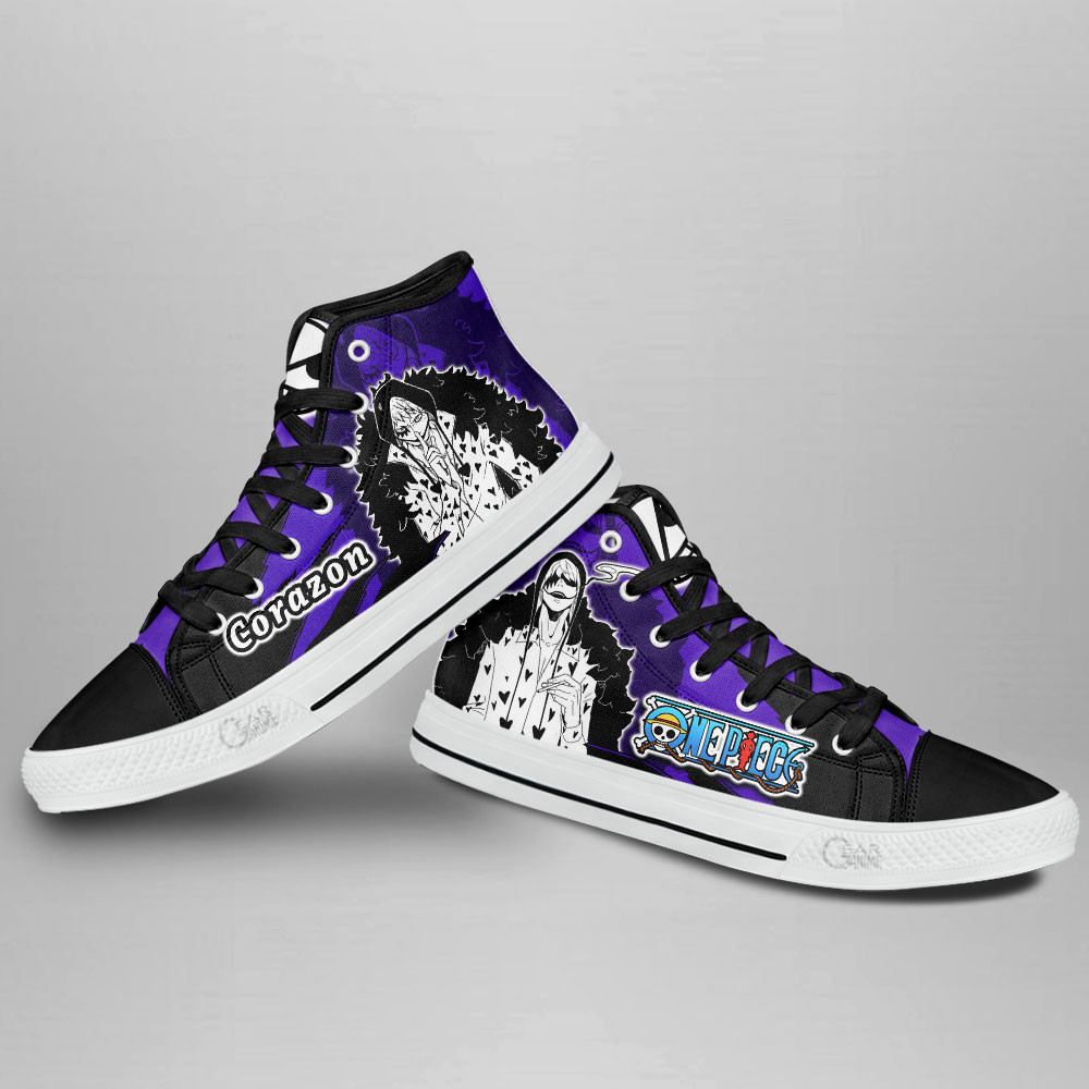 Donquixote Rosinante High Top Shoes One Piece Custom Anime Sneakers Mix Manga