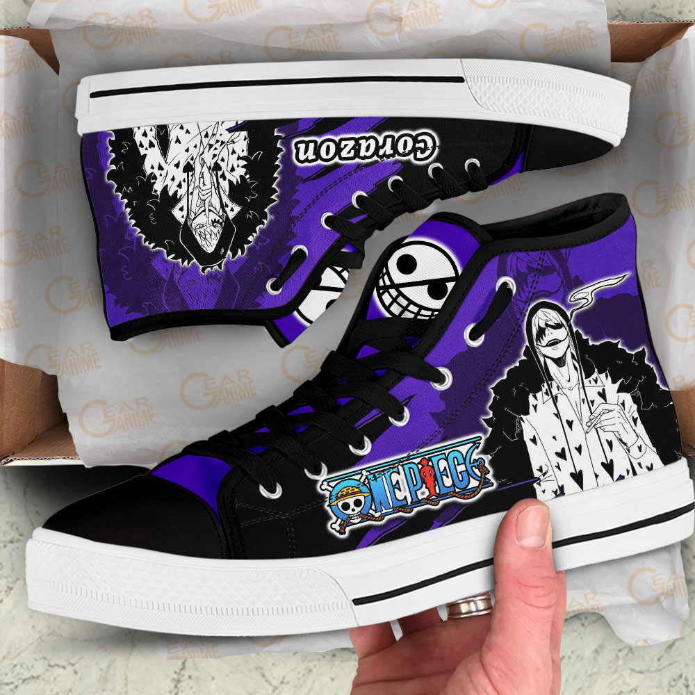 Donquixote Rosinante High Top Shoes One Piece Custom Anime Sneakers Mix Manga