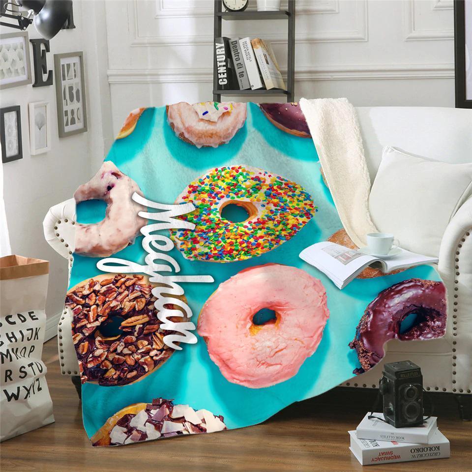 Donuts Custom Premium Sherpa Fleece Blanket