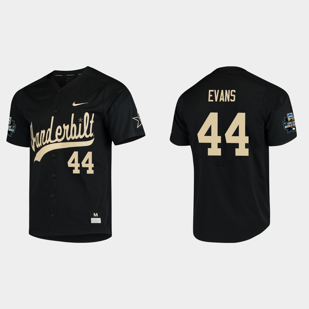 Donye Evans Vanderbilt Commodores College World Series Jersey - Black