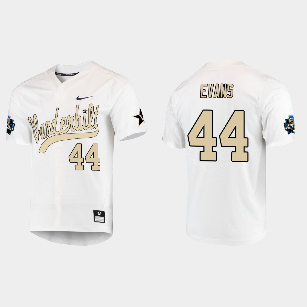 Donye Evans Vanderbilt Commodores College World Series Jersey - White