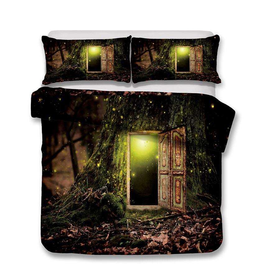 Door To Mysterious World In Forest 3D Customized Duvet Cover Bedding Set
