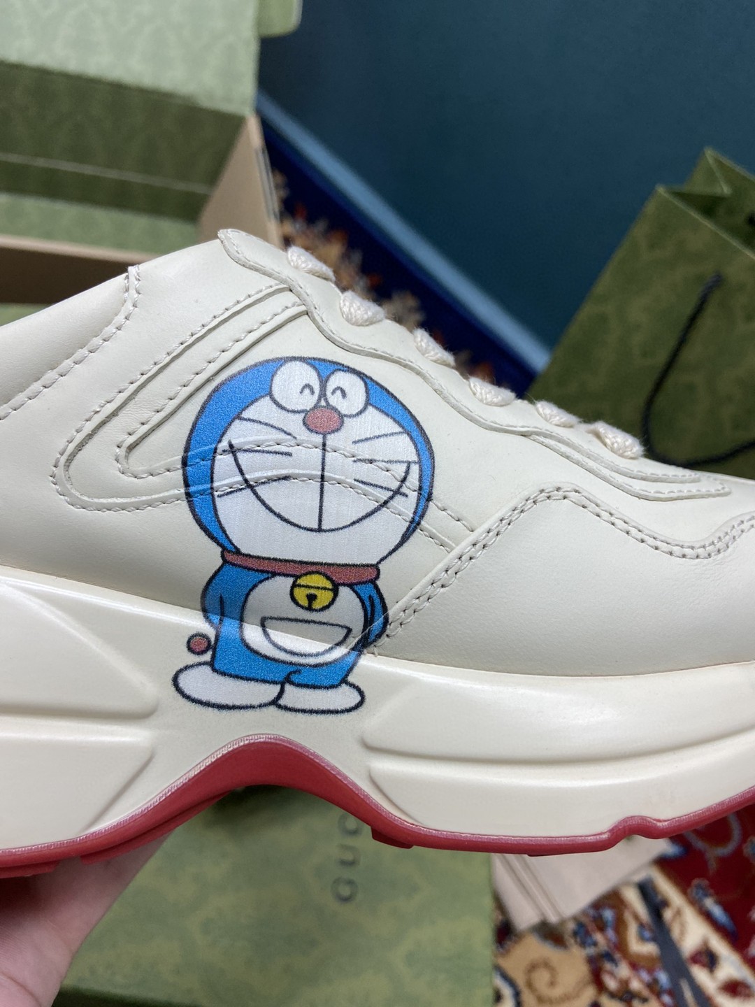 Doraemon x Gucci Women’s Rhyton Sneaker White Ivory For Women 655025 DRW00 9522