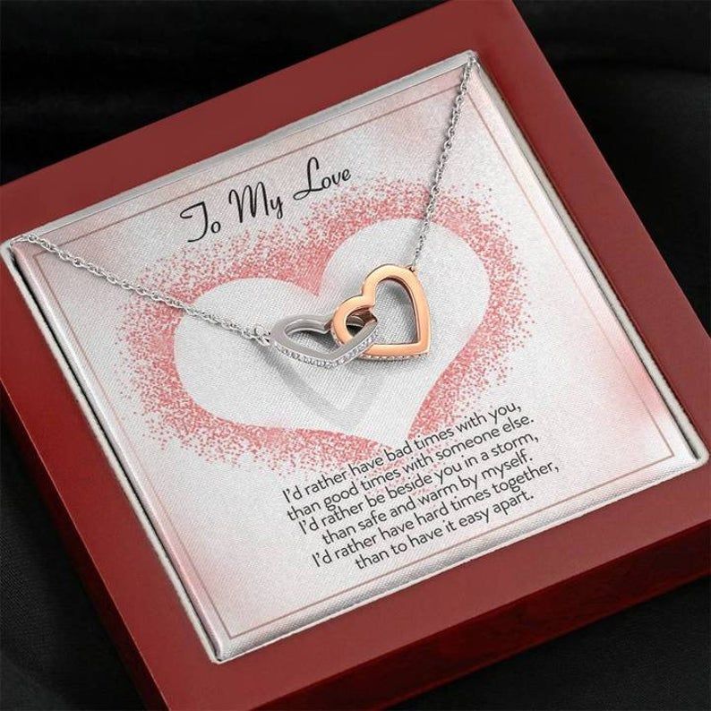 Double Heart Necklace for Her, Valentines Necklace for Her, Gift for Wife, Gift for Girlfriend, Valentines Gift Wife, Valentines Girlfriend