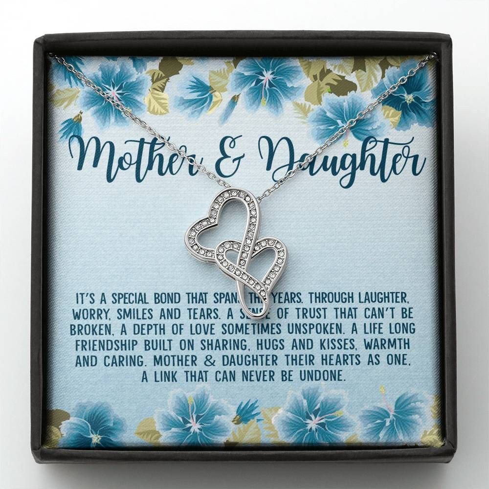 Double Hearts Necklace Gift For Mom Mother And Daughter Their Hearts As One