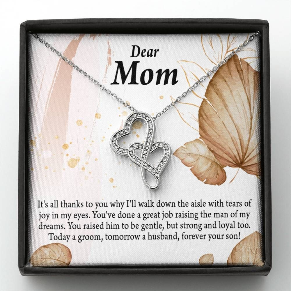 Double Hearts Necklace Gift For Mom Thank You