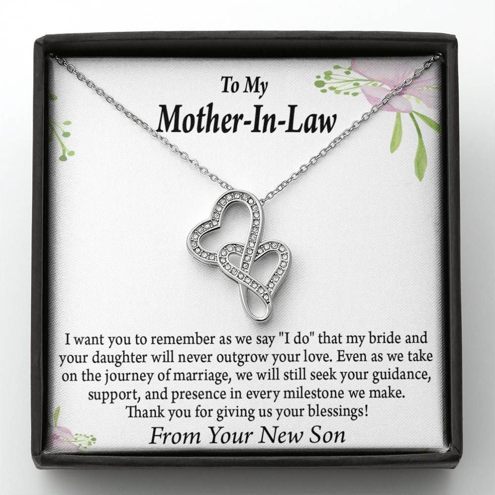 Double Hearts Necklace Son Gift For Mother In Law Thank You For Your Blessings