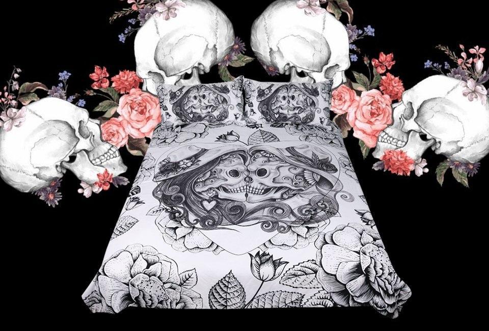 Double Kull Floral Design Art Hop 3D Customized Duvet Cover Bedding Set