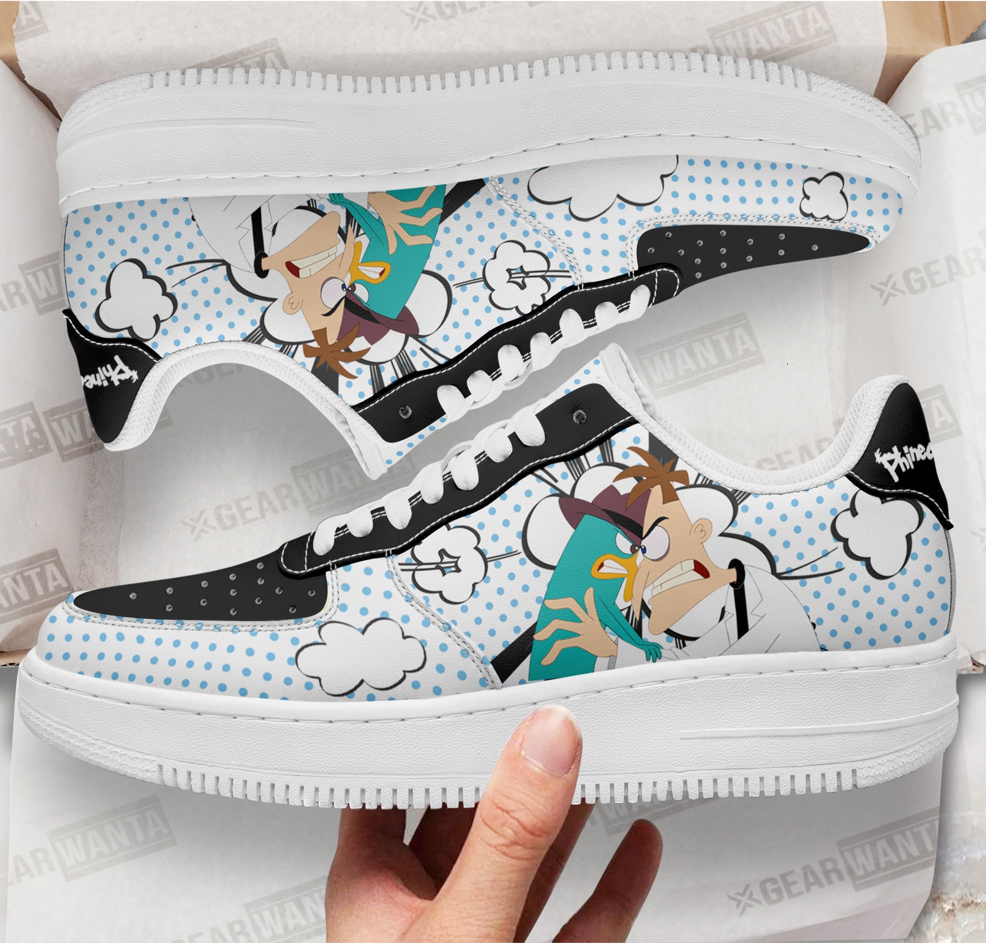 Dr. Heinz Doofenshmirt and Perry Air Sneakers Custom Phineas and Ferb Shoes