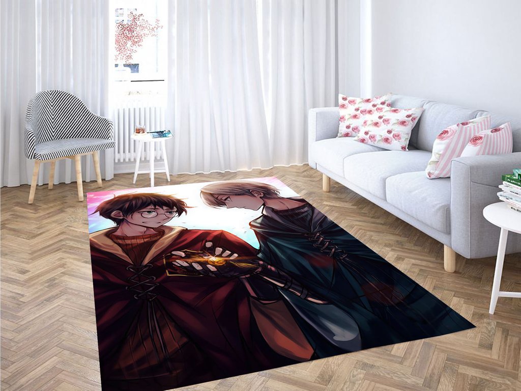 Draco And Harry Potter Anime Syle Living Room Modern Carpet Rectangle Rug