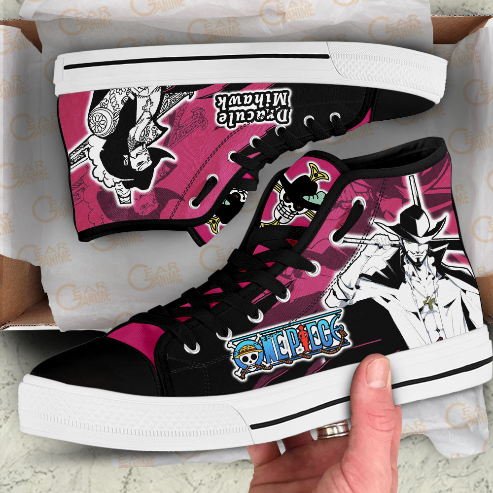 Dracule Mihawk High Top Shoes One Piece Custom Anime Sneakers Mix Manga