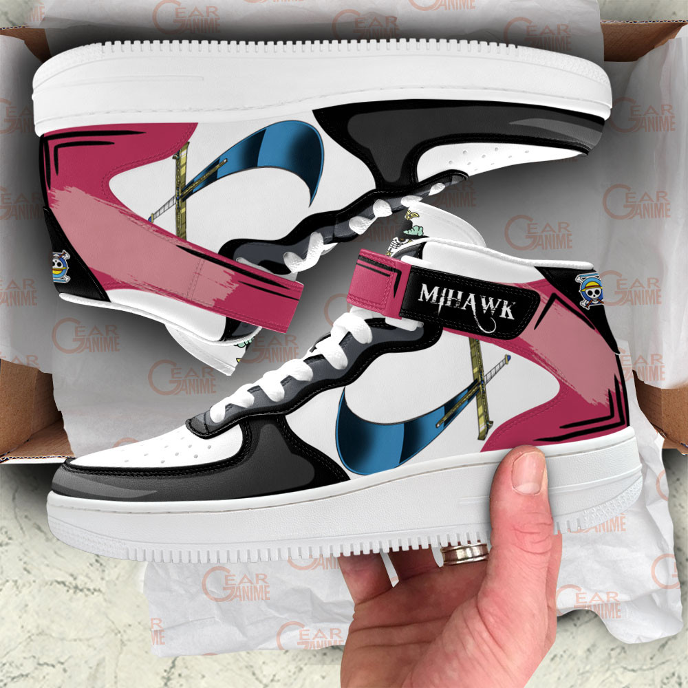 Dracule Mihawk Sneakers Air Mid Custom One Piece Anime Shoes