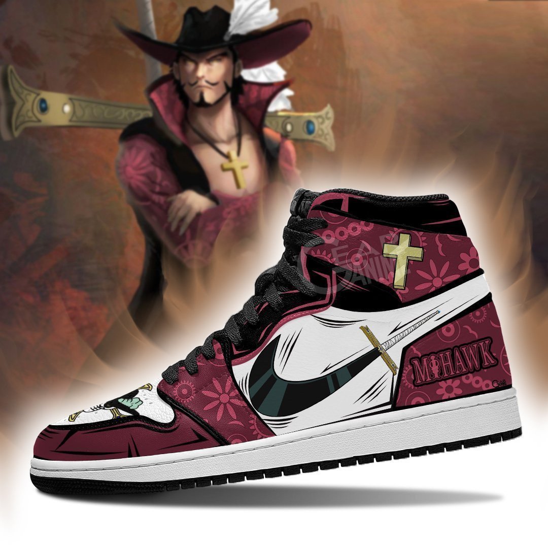 Dracule Mihawk Sword JD1s Sneakers Anime One Piece Shoes, Air Jordan Hightop
