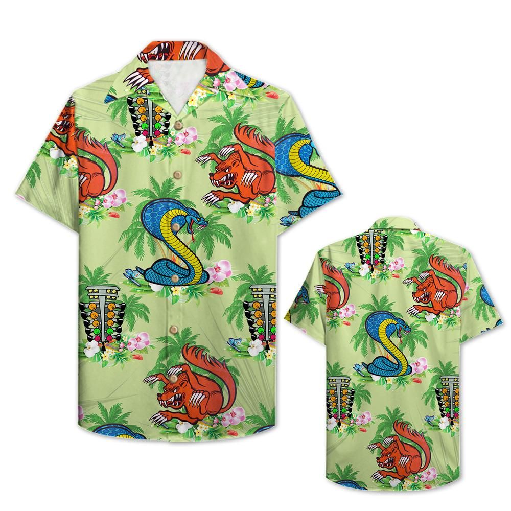 Drag Racing snake and mongoose cartoon Hawaiian Shirt