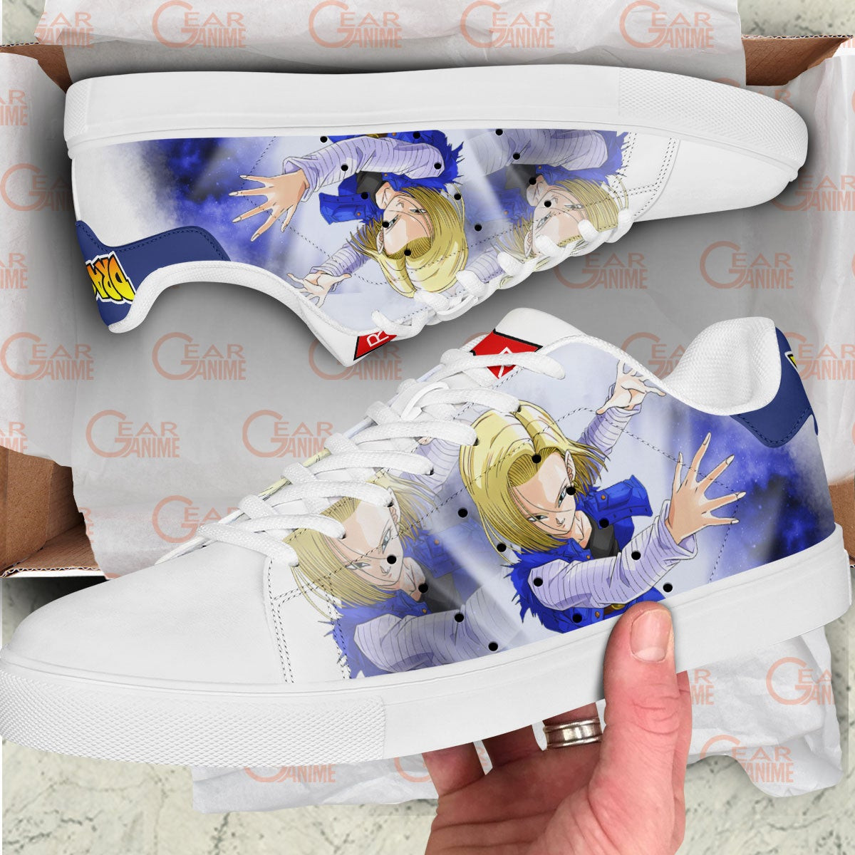 Dragon Ball Android 18 Skate Sneakers Custom Anime Shoes