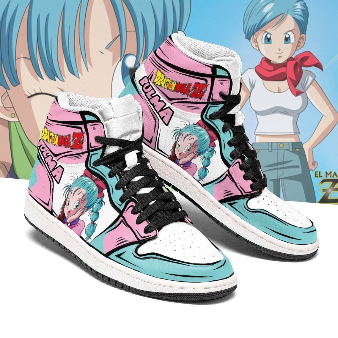 Dragon Ball Bulma JD1s Sneakers Anime Shoes, Air Jordan Hightop
