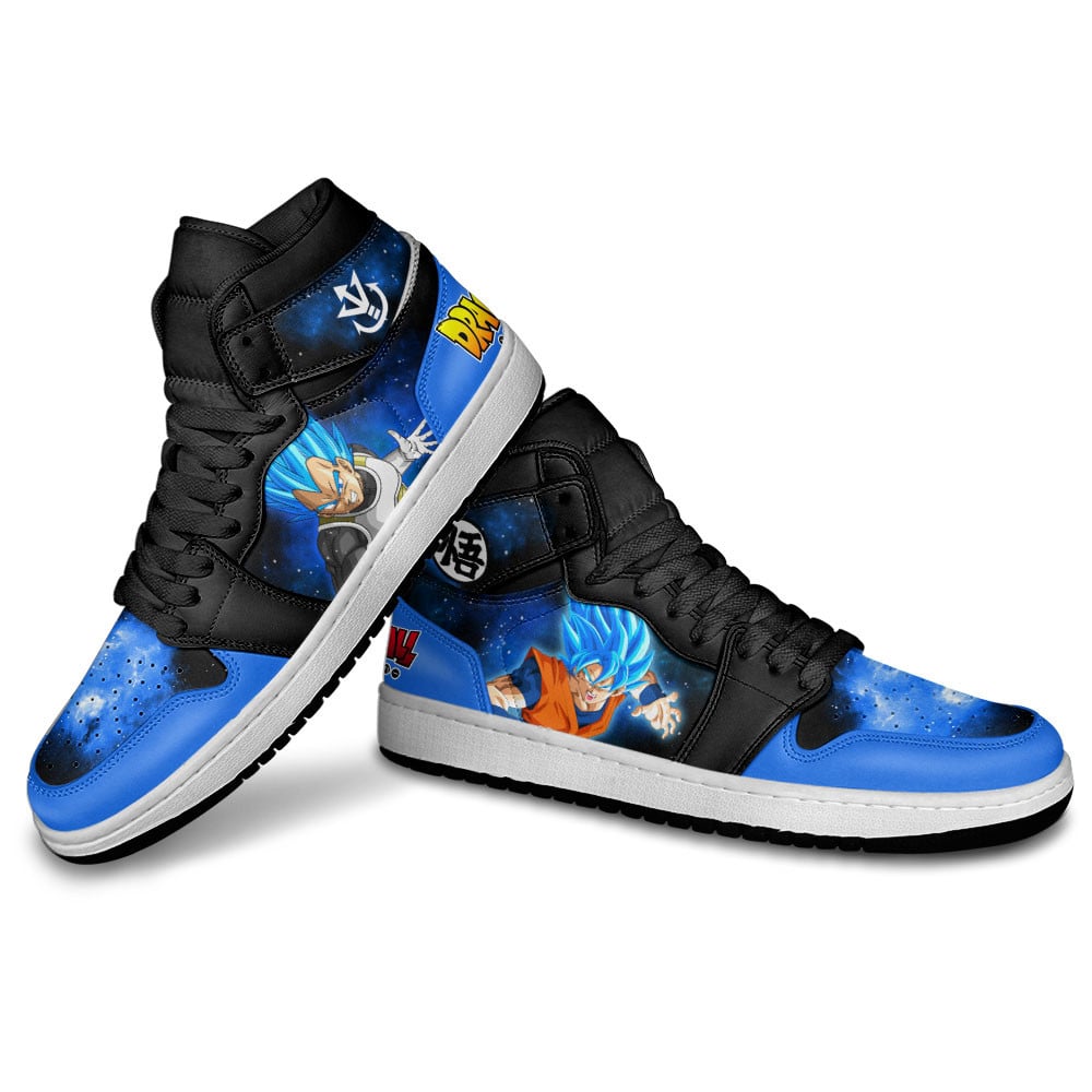 Dragon Ball Vegeta and Goku Saiyan Blue Anime JD1s Sneakers Galaxy, Air Jordan Hightop