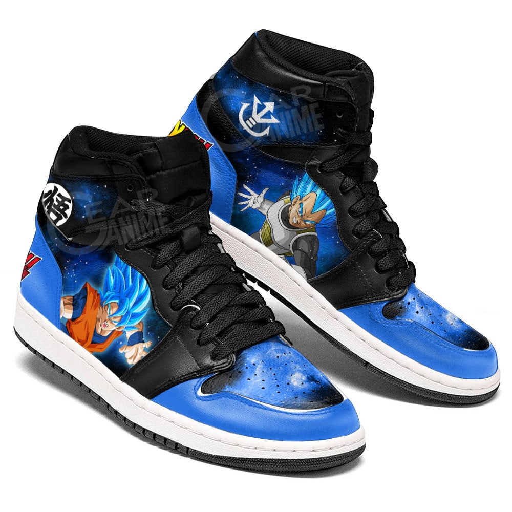 Dragon Ball Vegeta and Goku Saiyan Blue Anime JD1s Sneakers Galaxy, Air Jordan Hightop
