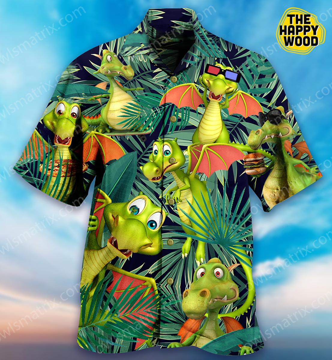 Dragon Cartoon Love Life Hawaiian Shirt Hawaii Beach Retro
