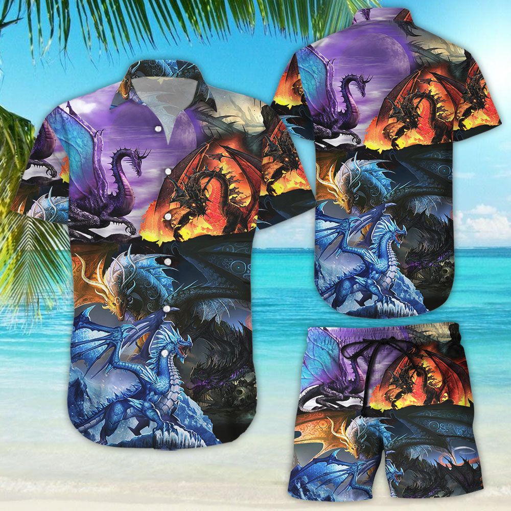 Dragon Print Shirt – Colorful Dragon Kingdom Hawaii Shirt – Presents For Dragon Lovers