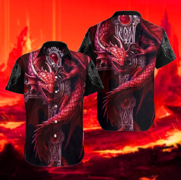 Dragon Tattoos Magenta Hawaiian Shirt For Men Women Adult HW2707