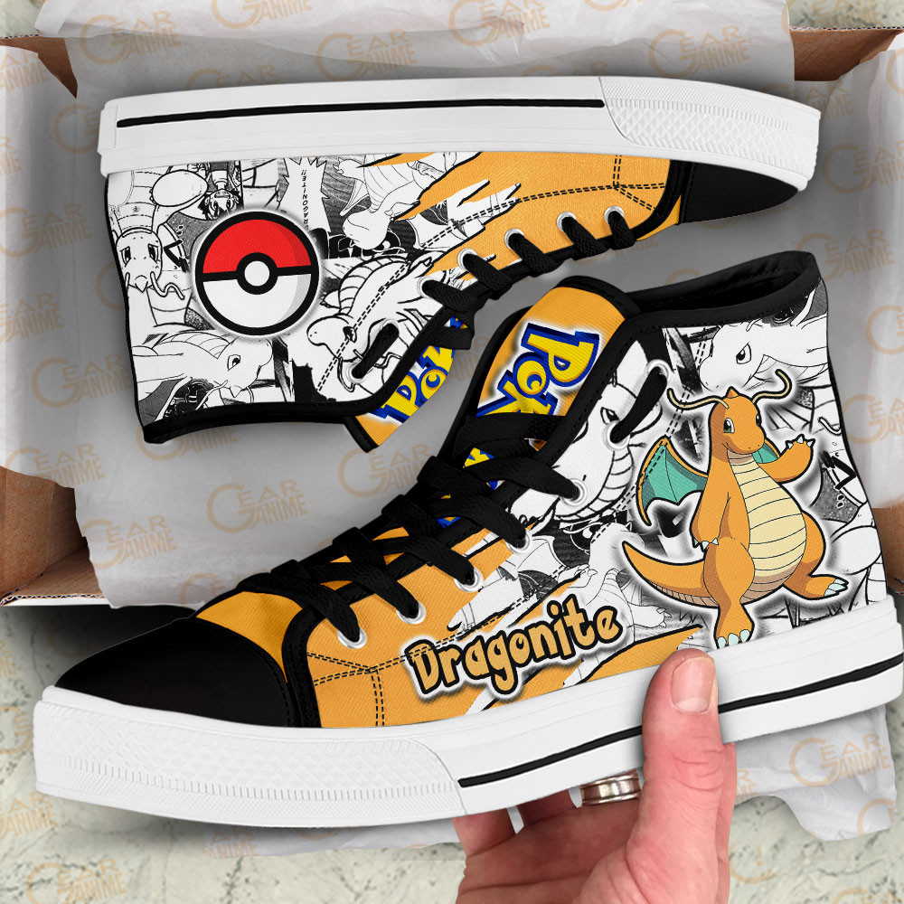 Dragonite High Top Shoes Custom Pokemon Anime Sneakers Mix Manga